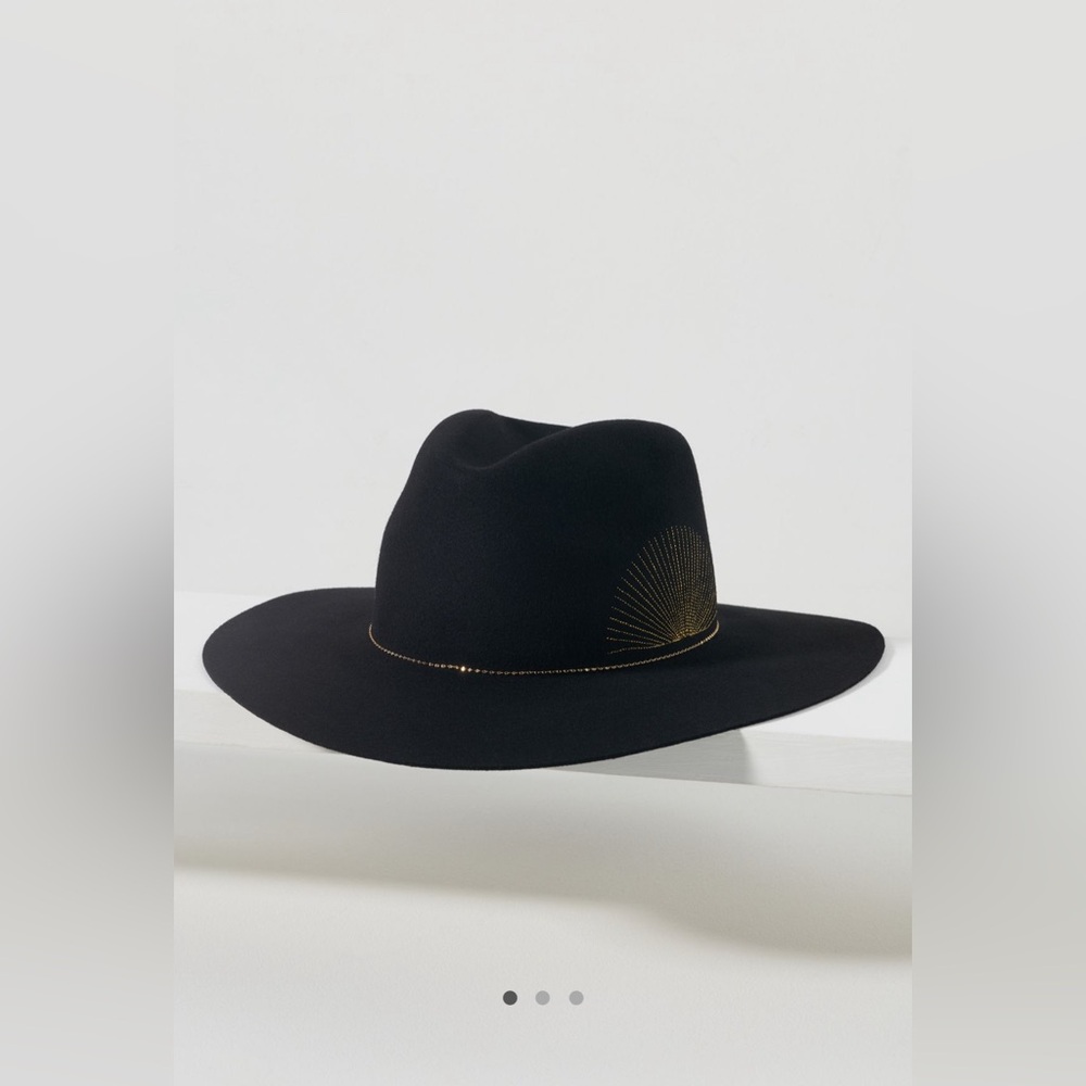 Anthropologie Van Palma Basile Sunray Wool Fedora in Black NEW